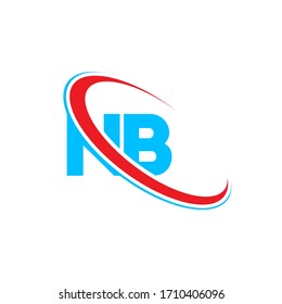 NB N B letter logo design. Initial letter NB linked circle upercase monogram logo red and blue. NB logo, N B design