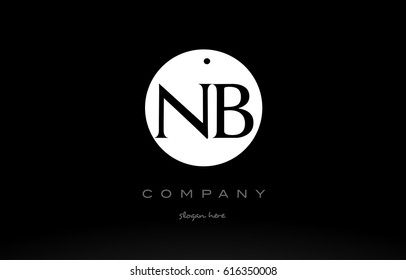 NB N B simple black white circle background alphabet company logo design vector icon template