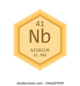 Nb Niobium Chemical Element Periodic Table. Hexagon gradient vector illustration, simple clean style Icon with molar mass and atomic number for Lab, science or chemistry education.