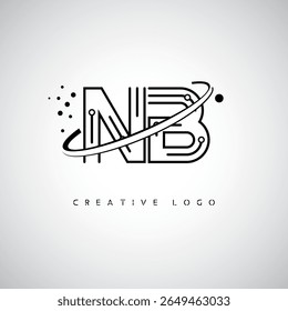 Logotipo de Monograma de Órbita - Marca de Letra Mínima Futurista com Linha de Arte Circular, Pontos Inspirados na Tecnologia e Conceito de Movimento Espacial para Identidade de Marca Moderna