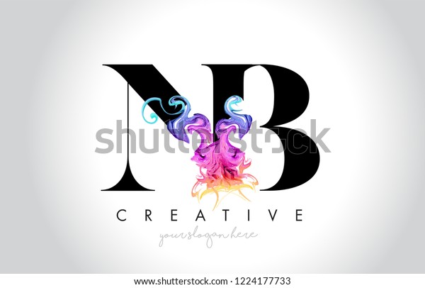 Nbカラフルな煙のインク流れるベクターイラストを使用した クリエイティブな文字の鮮やかなロゴデザイン のベクター画像素材 ロイヤリティフリー
