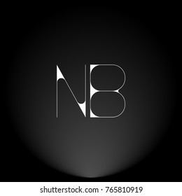 NB White thin minimalist LOGO Design with Highlight on Black Background.