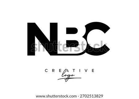 NBC Creative Elegant Monogram logo Design Featuring Bold Modern Typography With a Stylish Gold Accent And Artistic Black Brush Stroke Background. This Minimal And Creative Letter Logo.