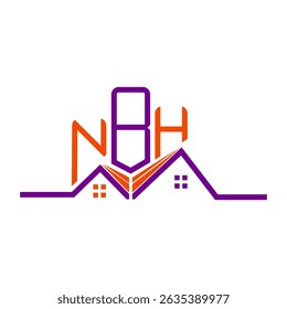 NBH Real State logo design, NBH simple and modern logo. NBH luxurious alphabet design  