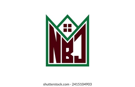 NBJ initial letter real estate builders logo design vector. construction ,housing, home marker, property, building, apartment, flat, compartment, business, corporate, house rent, rental, commercial 
