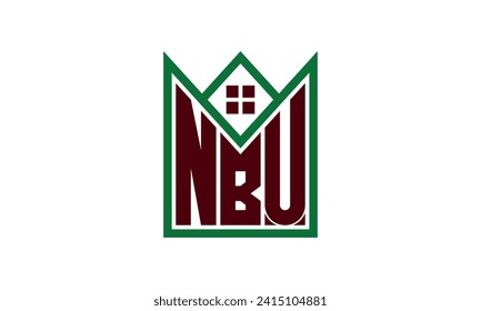 NBU initial letter real estate builders logo design vector. construction ,housing, home marker, property, building, apartment, flat, compartment, business, corporate, house rent, rental, commercial 