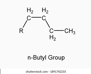 n-Butyl functional group molecule atom formula isolated on white background organic chemistry molecular structure