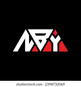 NBY triangle letter logo design with triangle shape. NBY triangle logo design monogram. NBY triangle vector logo template with red color. NBY triangular logo Simple, Elegant, and Luxurious design.
