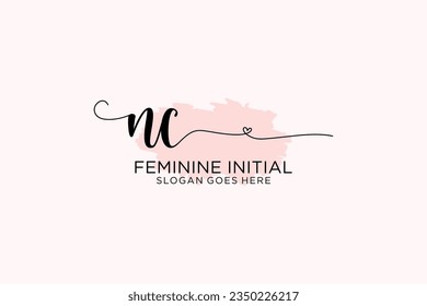 NC beauty monogram and elegant logo design handwriting logo of initial signature, wedding, fashion, floral and botanical with creative template.
