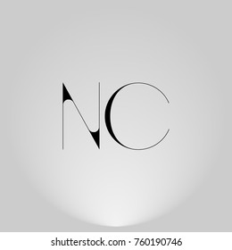 NC Black thin minimalist LOGO Design with Highlight on Gray background.
