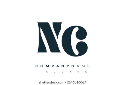 NC Creative Abstract Typography Logo Design. Elegant logo combining bold typography and creative shapes, ideal for branding and identity solutions.