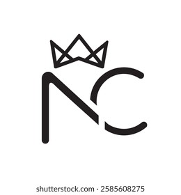 NC Crown Logo – A sleek, regal logo featuring the initials "NC" with a stylish crown. Perfect for luxury brands, fashion, or premium businesses. High-quality vector design for branding.