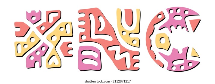 NC Hashtag. Doodle isolate text. Colored curves decorative doodle letters. Hashtag #NC is abbreviation for the US American state North Carolina for print, booklet, banner, flyer.
