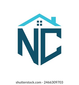 PLANTILLA de diseño de logotipo de NC House. Letra NC Logo para Bienes Raíces, Construcción o cualquier negocio relacionado con la casa