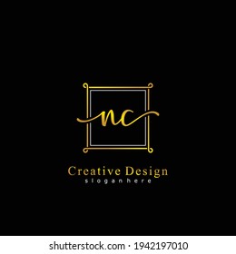 NC Initial calligraphy handwritten logo. Handwritten alphabet in the logo template. Letters and Alphabet for signature, wedding, fashion, floral and botanical logo design 