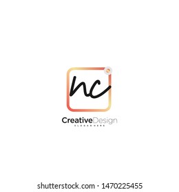 NC initial handwriting with color logo icon template vector.