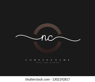  NC initial handwriting logo template vector