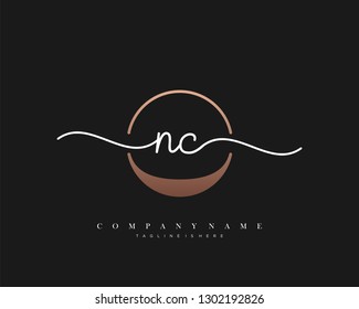  NC initial handwriting logo template vector