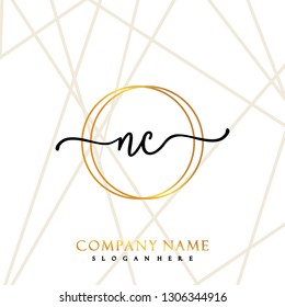 NC Initial Handwriting logo template vector