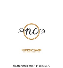 NC Initial handwriting logo vector