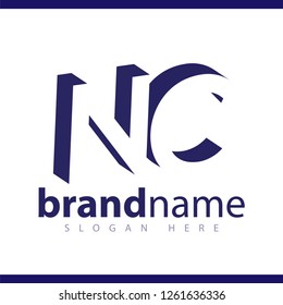 NC initial letter with negative space logo icon vector template