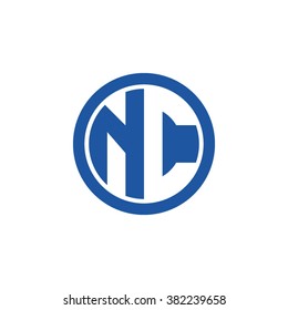 NC initial letters circle business logo blue