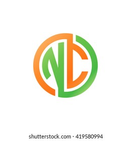 NC initial letters looping linked circle logo orange green