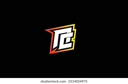NC Initial Logo gaming, yellow orange gradient colors