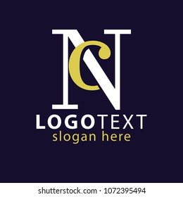 NC Initial Logo Vector, with gold and silver color