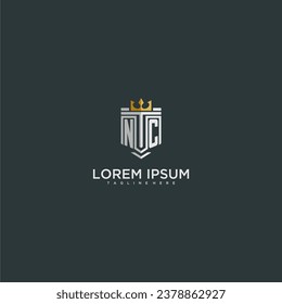 NC initial monogram for crown and shield logo design