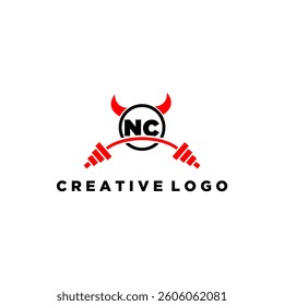 NC initial monogram for fitnes or gym logo with devil style design