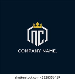 NC initial monogram logo design for hexagon style  crown elegant image