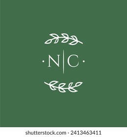 NC initial monogram wedding with creative design