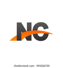 NC initial overlapping swoosh letter logo black orange
