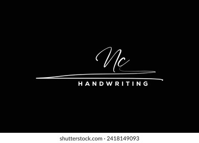 Logo de la firma de escritura a mano con iniciales NC. Vector de letras de caligrafía dibujado por la mano NC. Carta NC inmobiliaria, belleza, diseño de logotipo de carta fotográfica.