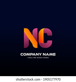 NC Letter initial Logo Vector With colorful, logo for media business