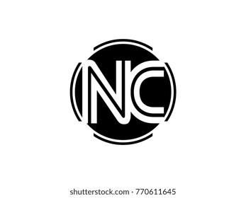 NC letter logo round black