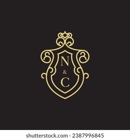 NC line vintage initial logo in high quality professional design that will print well across any print media