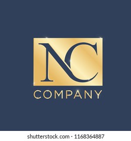 NC Logo Design Template. Luxury Gold Plat Vector