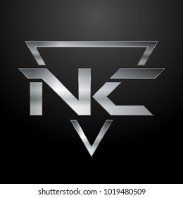 NC Logo, Metal Logo, Silver Logo, Monogram, Polygon
