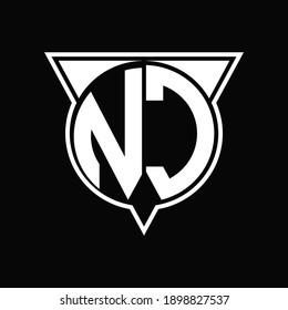 NC Logo monogram with circle shape and half triangle rounded on black background