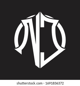 NC Logo monogram with emblem and circle rounded design template