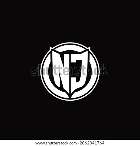 NC Logo monogram with shield and circluar shape design tamplate on black background