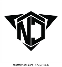 NC Logo monogram with wings arrow around design template on white background
