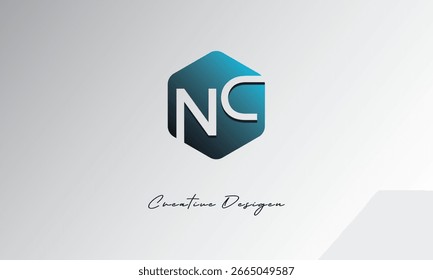 NC Minimal Polygon Shape Abstract Negative Space Symbol for Branding Use"