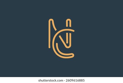 NC Minimalistic Line Art Logo Design with Abstract Lettering. Abstract minimalistic logo design featuring a sleek line art style.