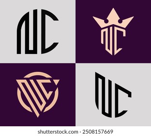 NC modern initial letter logo design vector bundle. It will be suitable for which company or brand name start those initial.