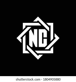 NC monogram logo with abstract square around design template