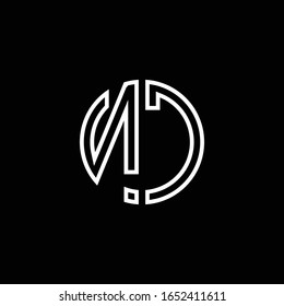 NC monogram logo circle ribbon style outline design template