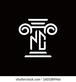 NC monogram logo with pillar style design template